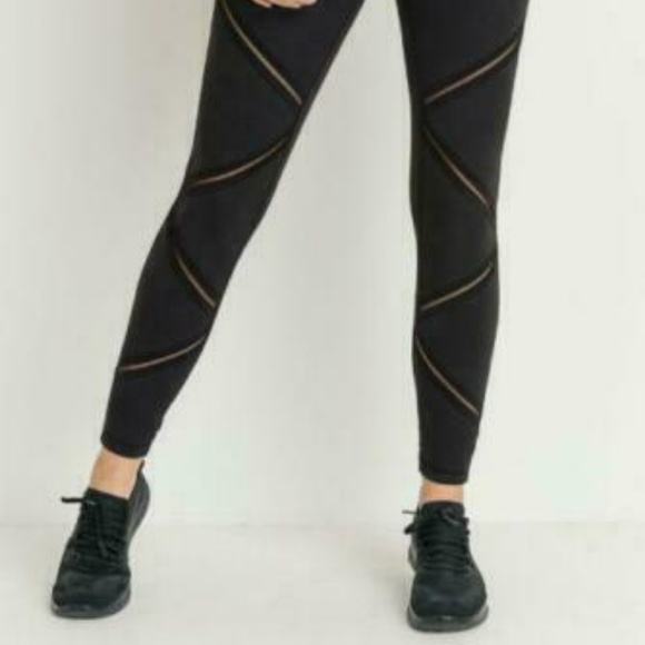 Women Highwaist Infinity Zig-Zag Mesh Full Legging - Picture 2 of 8